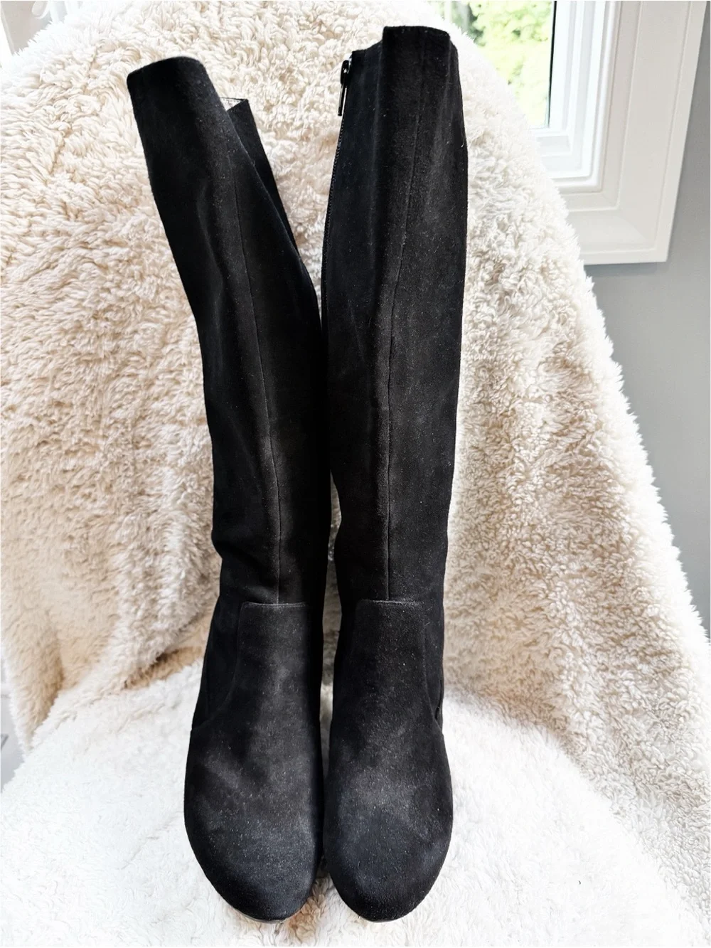 NWOT Easy Spirit Black Knee-High Suede Heeled Boots